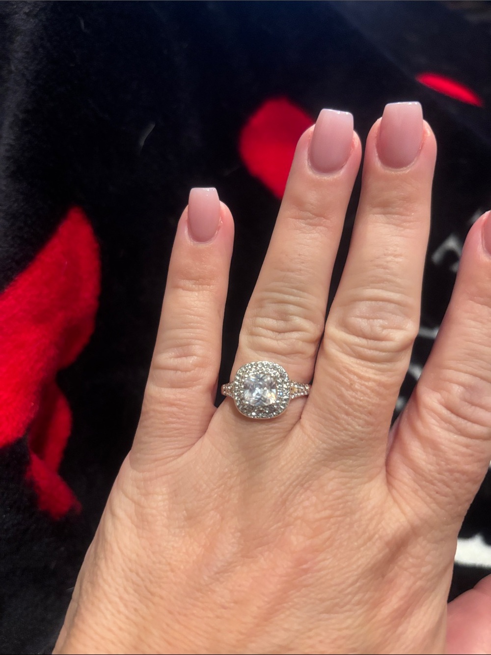 Classic Halo Solitaire Ring in Silver with Clear Center Stone